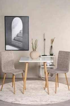 Venture Home Esstisch »Polar, runder Esstisch in Eichenholz-Optik, modern, Ø 90 cm« Esszimmertisch, MDF, Stahlbeine, quadratisch, kompakt, modern