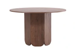 Venture Home Esstisch »Tekla, runder Esstisch in warmem Mokka, gerippte Basis, Ø 120 cm« Esszimmertisch, MDF, Papierlaminat, zentraler Mittelfuß, geräumig