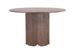 Venture Home Esstisch »Tekla, runder Esstisch in warmem Mokka, gerippte Basis, Ø 120 cm« Esszimmertisch, MDF, Papierlaminat, zentraler Mittelfuß, geräumig
