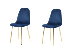 Venture Home Esszimmerstuhl »Polar, 2er-Set Esszimmerstühle in Schwarz-Samt, Messingbeine, 150 kg« () 2 Stk.Polsterstuhl, Samt-Bezug, Metallbeine, abgerundet, edel