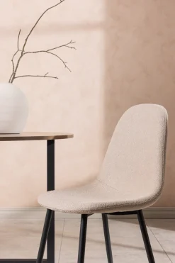 Venture Home Esszimmerstuhl »Polar, 2er-Set Esszimmerstühle in beigem Bouclé, skandinavisch, 150 kg« () 2 Stk.Polsterstuhl, Bouclé-Bezug, Stahlbeine, abgerundet, weich