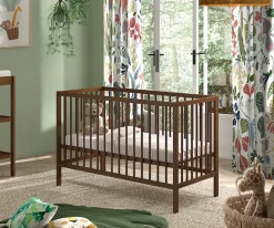 Vipack Babybett »DINO, ideal für Ihr Kinderzimmer, Made in Europe, Buche massiv« 60/120cm, Liegehöhe 3-fach höhenverstellbar, Buche Nussbaumfarbig