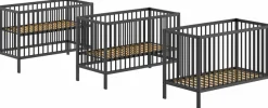 Vipack Babybett »DINO, ideal für Ihr Kinderzimmer, Made in Europe, Buche massiv« 60/120cm, Liegehöhe 3-fach höhenverstellbar, Buche Nussbaumfarbig