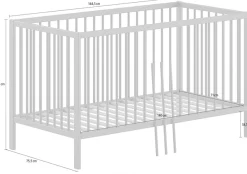Vipack Babybett »Dino 70/140 mit 3-fach verstellb. Lattenrost, inkl. 3 Schlupfsprossen« aus massiver Buche, umbaubar zum Juniorbett, wahlweise in 3 Farben