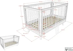 Vipack Babybett »hochwertig, stabil gebaut, Made in Europe, Oberfläche geölt lt. EN71-3« 70/140 cm, mit Schlupfsprossen und Lattenrost, höhenverstellbar