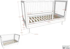 Vipack Babybett »hochwertig, stabil gebaut, Made in Europe, Oberfläche geölt lt. EN71-3« 70/140 cm, mit Schlupfsprossen und Lattenrost, höhenverstellbar