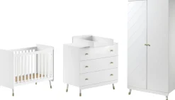 Vipack Babymöbel-Set Made in Europe,4- tlg. bietet alles für Ihr Kinderzimmer, Ausf. satin weiß lackiert