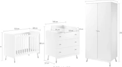 Vipack Babymöbel-Set Made in Europe,4- tlg. bietet alles für Ihr Kinderzimmer, Ausf. satin weiß lackiert