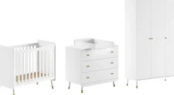 Vipack Babymöbel-Set Made in Europe,4- tlg. bietet alles für Ihr Kinderzimmer, Ausf. satin weiß lackiert