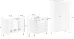 Vipack Babymöbel-Set Made in Europe,4- tlg. bietet alles für Ihr Kinderzimmer, Ausf. satin weiß lackiert