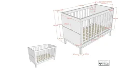 Vipack Babymöbel-Set »Set best. aus Babybett 60/120, Kommode 3 Schubladen und Wickelaufsatz« 3 Stk. tlg. in gradlinigem Design, pflegeleichte lackierte Oberfläche in Weiß