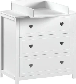 Vipack Babyzimmer-Komplettset »Amori 4-tlg. mit Herz-Ornamenten, MDF/Massiv weiß lackiert« 4 Stk. tlg.