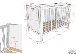 Vipack Babyzimmer-Komplettset »Amori 4-tlg. mit Herz-Ornamenten, MDF/Massiv weiß lackiert« 4 Stk. tlg.