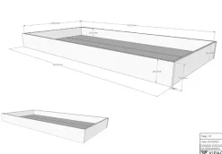 Vipack Bettschubkasten Made in Europe,mit Rollenführung, 90x90cm, auch als Stauraum nutzbar, Eiche geölt
