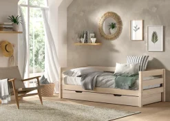 Vipack Daybett »Margrit mit Bettschublade, in zeitlosem Design, universell einsetzbar« Liegefläche 90 x 200 cm, inkl. Rolllattenrost und seitlichem Umbau,stabiles Massivholzbett, wahlweise in 2 Farben erhältlich