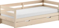 Vipack Daybett »Margrit mit Bettschublade, in zeitlosem Design, universell einsetzbar« Liegefläche 90 x 200 cm, inkl. Rolllattenrost und seitlichem Umbau,stabiles Massivholzbett, wahlweise in 2 Farben erhältlich