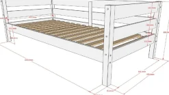 Vipack Daybett »Margrit mit Bettschublade, in zeitlosem Design, universell einsetzbar« Liegefläche 90 x 200 cm, inkl. Rolllattenrost und seitlichem Umbau,stabiles Massivholzbett, wahlweise in 2 Farben erhältlich