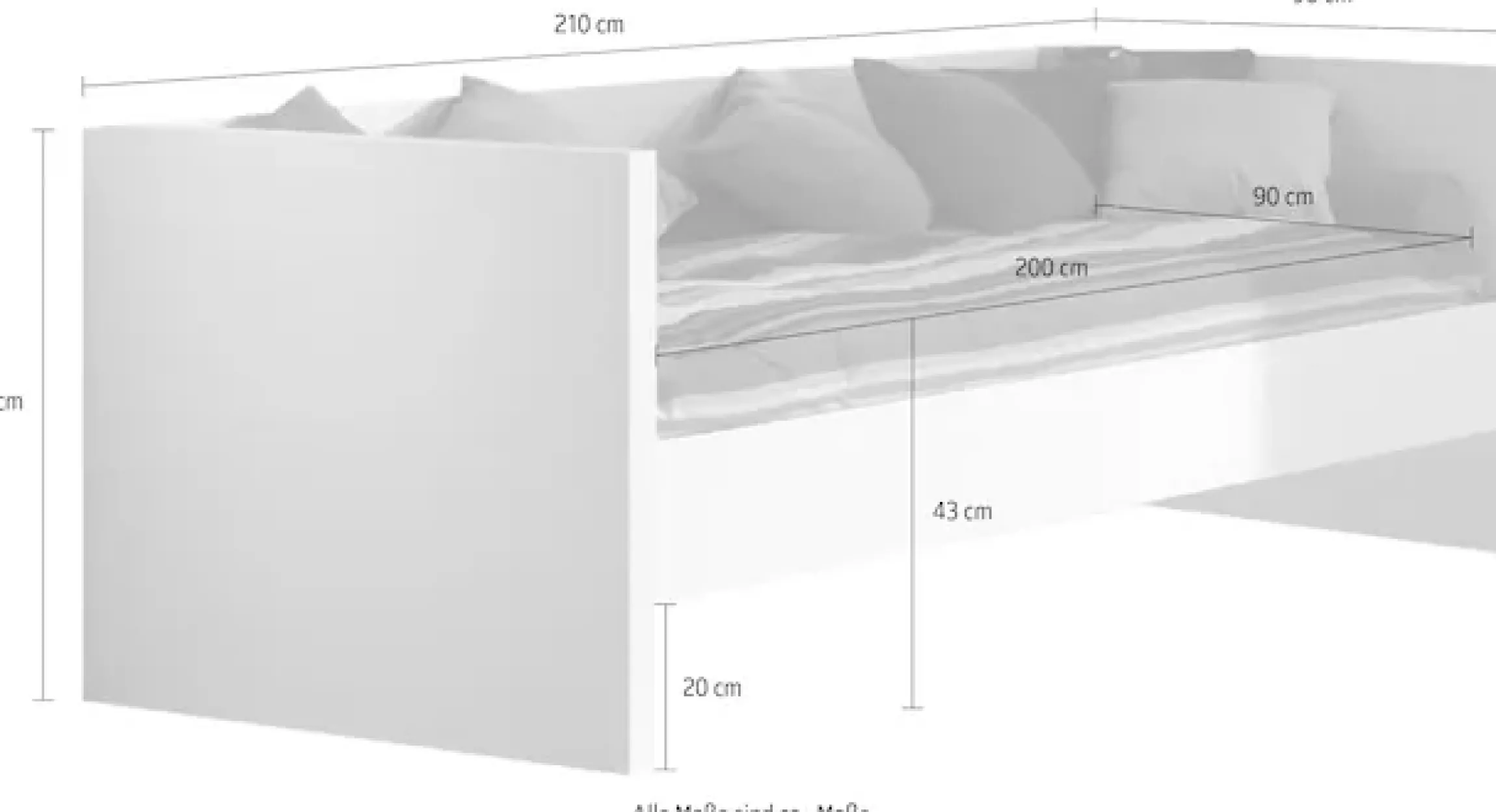 Vipack Einzelbett Made in Europe,mit gradliniger Optik und Liegefläche 90x200 cm, Weiß lackiert