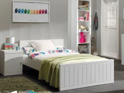 Vipack Einzelbett Made in Europe,Modernes Einzelbett mit 120 x 200 cm Liegefläche, Weiß lackiert