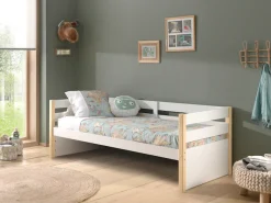 Vipack Einzelbett »Magrit, Kojenbett mit seitlichem Umbau, Liegefläche 90 x 200cm« B/H/T ca. 211,2x76,6x97,8cm, Pfosten massiv, Umbau MDF weiß lackiert,universell einsetzbar, wahlweise mit und ohne Bettschublade