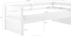 Vipack Einzelbett »Magrit, Kojenbett mit seitlichem Umbau, Liegefläche 90 x 200cm« B/H/T ca. 211,2x76,6x97,8cm, Pfosten massiv, Umbau MDF weiß lackiert,universell einsetzbar, wahlweise mit und ohne Bettschublade
