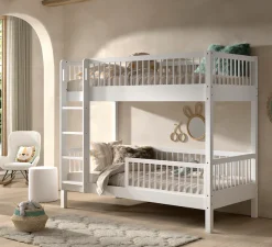 Vipack Etagenbett »Buche massiv weiß, Made in Europe, langlebige Qualität« B/H/T ca. 208x176x98cm, Schublade+unterer Rausfallschutz optional,2 Lattenroste, wahlweise mit oder ohne Bettschublade und Absturzschutz