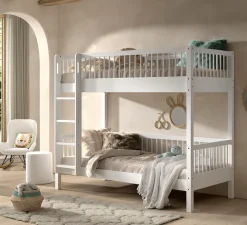 Vipack Etagenbett »Buche massiv weiß, Made in Europe, langlebige Qualität« B/H/T ca. 208x176x98cm, inkl. Leiter, Absturzschutz oben umlaufend,2 Lattenroste, wahlweise mit oder ohne Bettschublade