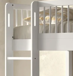 Vipack Etagenbett »Buche massiv weiß, Made in Europe, langlebige Qualität« B/H/T ca. 208x176x98cm, inkl. Leiter, Absturzschutz oben umlaufend,2 Lattenroste, wahlweise mit oder ohne Bettschublade