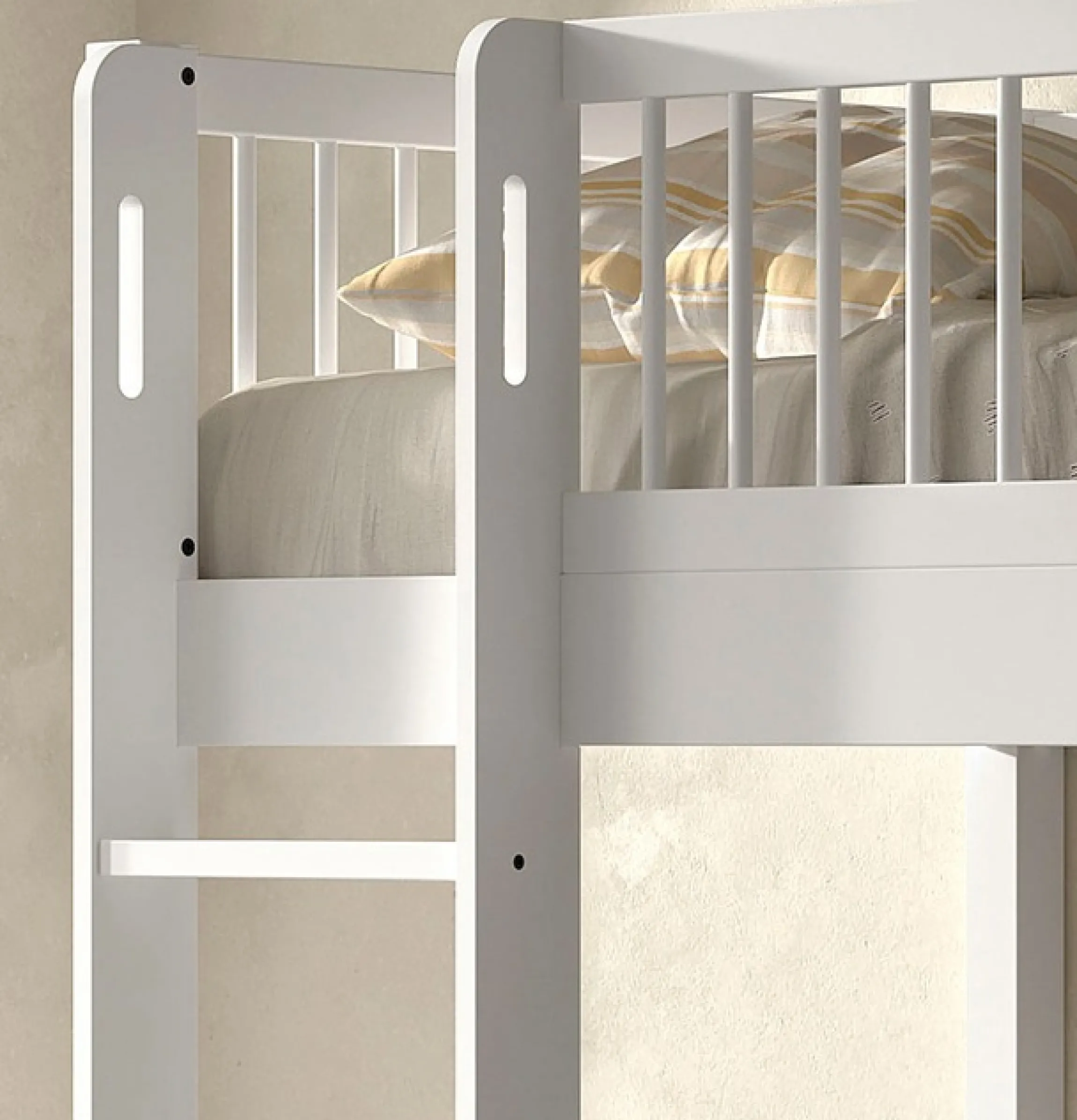 Vipack Etagenbett »Buche massiv weiß, Made in Europe, langlebige Qualität« B/H/T ca. 208x176x98cm, inkl. Leiter, Absturzschutz oben umlaufend,2 Lattenroste, wahlweise mit oder ohne Bettschublade