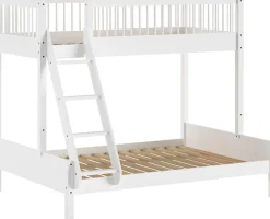 Vipack Etagenbett »Forrest Massivholzbett Made in Europe, stabil und hochwertig gebaut« Liegefläche 90/140x200 cm, mit Leiter, Rolllattenrost,mit Absturzschutz oben in Sprossenoptik, Buche weiß lackiert