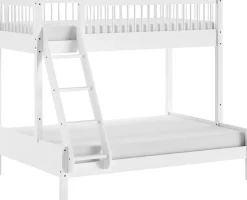 Vipack Etagenbett »Forrest Massivholzbett Made in Europe, stabil und hochwertig gebaut« Liegefläche 90/140x200 cm, mit Leiter, Rolllattenrost,mit Absturzschutz oben in Sprossenoptik, Buche weiß lackiert