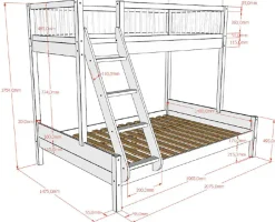 Vipack Etagenbett »Forrest Massivholzbett Made in Europe, stabil und hochwertig gebaut« Liegefläche 90/140x200 cm, mit Leiter, Rolllattenrost,mit Absturzschutz oben in Sprossenoptik, Buche weiß lackiert