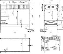 Vipack Etagenbett Made in Europe,Etagenbettbett mit 2 Liegeflächen 90 x 200 cm