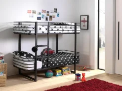 Vipack Etagenbett »Oscar, Metallbett mit 2 Liegeflächen 90/200, stabil und standfest« B/H/T ca. 205x166x99cm, pulverbeschichtet wahlweise in 2 Farben,mit Metallrost, Absturzschutz, Leiter, gerundete Kopf- und Fußteile