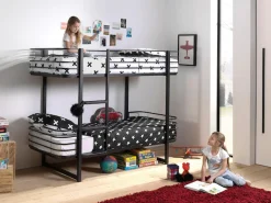 Vipack Etagenbett »Oscar, Metallbett mit 2 Liegeflächen 90/200, stabil und standfest« B/H/T ca. 205x166x99cm, pulverbeschichtet wahlweise in 2 Farben,mit Metallrost, Absturzschutz, Leiter, gerundete Kopf- und Fußteile