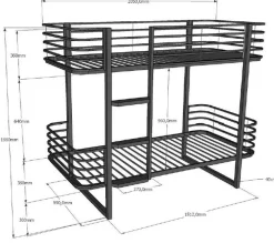 Vipack Etagenbett »Oscar, Metallbett mit 2 Liegeflächen 90/200, stabil und standfest« B/H/T ca. 205x166x99cm, pulverbeschichtet wahlweise in 2 Farben,mit Metallrost, Absturzschutz, Leiter, gerundete Kopf- und Fußteile