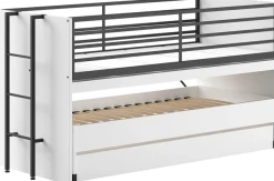 Vipack Etagenbett »praktisches Etagenbett mit viel Funktion, 2 Dekore zur Wahl« B/H/T ca. 219x114x98cm, Metall Leiter und Absturzschutz in schwarz,für kleine Räume, 2 Liegefl., Bettschublade, inkl. Schreibtisch