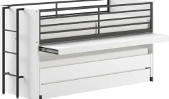 Vipack Etagenbett »praktisches Etagenbett mit viel Funktion, 2 Dekore zur Wahl« B/H/T ca. 219x114x98cm, Metall Leiter und Absturzschutz in schwarz,für kleine Räume, 2 Liegefl., Bettschublade, inkl. Schreibtisch