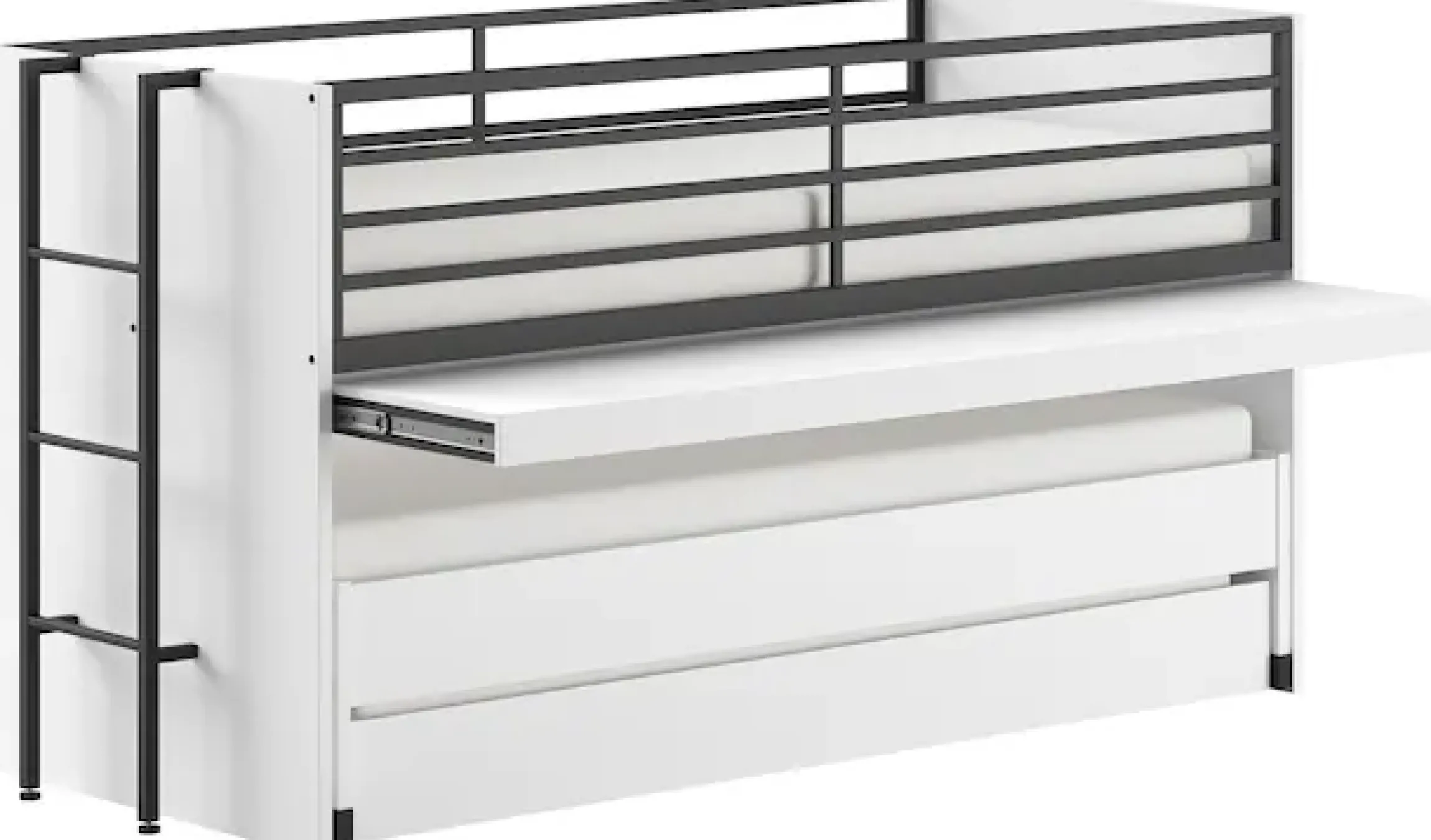 Vipack Etagenbett »praktisches Etagenbett mit viel Funktion, 2 Dekore zur Wahl« B/H/T ca. 219x114x98cm, Metall Leiter und Absturzschutz in schwarz,für kleine Räume, 2 Liegefl., Bettschublade, inkl. Schreibtisch