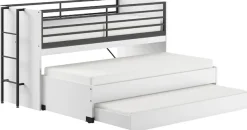 Vipack Etagenbett »praktisches Etagenbett mit viel Funktion, 2 Dekore zur Wahl« B/H/T ca. 219x114x98cm, Metall Leiter und Absturzschutz in schwarz,für kleine Räume, 2 Liegefl., Bettschublade, inkl. Schreibtisch