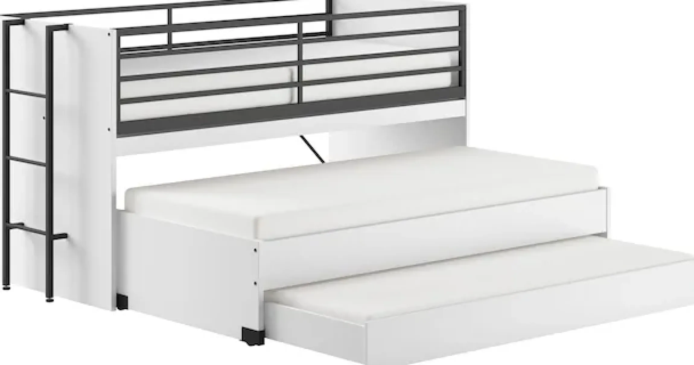 Vipack Etagenbett »praktisches Etagenbett mit viel Funktion, 2 Dekore zur Wahl« B/H/T ca. 219x114x98cm, Metall Leiter und Absturzschutz in schwarz,für kleine Räume, 2 Liegefl., Bettschublade, inkl. Schreibtisch