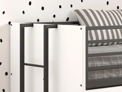 Vipack Etagenbett »praktisches Etagenbett mit viel Funktion, 2 Dekore zur Wahl« B/H/T ca. 219x114x98cm, Metall Leiter und Absturzschutz in schwarz,für kleine Räume, 2 Liegefl., Bettschublade, inkl. Schreibtisch