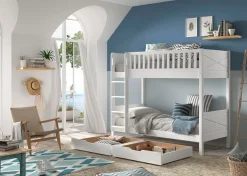 Vipack Etagenbett »Scott, Kiefer massiv, stabil gebaut, Made in Europe, Landhaus-Optik« B/H/T ca. 208x175x105cm, inkl. Rolllattenroste, Leiter, Absturzschutz,wahlweise mit 2 kleinen oder 1 großen Bettschublade auf Rollen