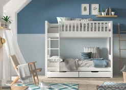 Vipack Etagenbett »Scott, Kiefer massiv, stabil gebaut, Made in Europe, Landhaus-Optik« B/H/T ca. 208x175x105cm, inkl. Rolllattenroste, Leiter, Absturzschutz,wahlweise mit 2 kleinen oder 1 großen Bettschublade auf Rollen