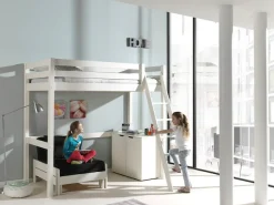 Vipack Hochbett Made in Europe,Hochbett mit 90 x 200 cm Liegefläche, ausziehbarer Schlafsessel