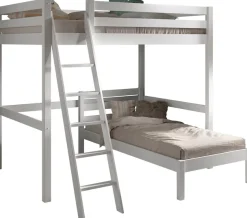 Vipack Hochbett »mit 2 Liegeflächen 140+90/200 Made in Europe, Kiefer massiv weiß« (B/H/T ca.209,4x190x214,7cm) Leiter schräg angestellt, stabil gebaut,Raum unter dem Bett kann genutzt werden, Einzelbett separt stellbar