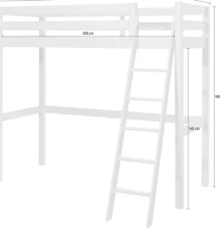 Vipack Hochbett »Pino, inkl. Rolllattenrost, Absturzschutz und schräger Leiter« B/H/T ca. 209x190x215cm, Höhe unter der Liegefläche 145 cm nutzbar,in zwei Breiten 90 oder 140 cm erhältlich