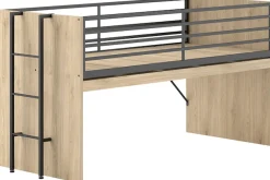 Vipack Hochbett »Sam, schlafen und arbeiten in einem, wahlweise Eiche- oder Weiß-Dekor« Liegefläche 90x200 cm, darunter eine große ausziehbare Schreibplatte,Inkl. Absturzschutz u. Leiter, pflegeleichte Dekor Oberfläche
