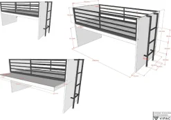 Vipack Hochbett »Sam, schlafen und arbeiten in einem, wahlweise Eiche- oder Weiß-Dekor« Liegefläche 90x200 cm, darunter eine große ausziehbare Schreibplatte,Inkl. Absturzschutz u. Leiter, pflegeleichte Dekor Oberfläche