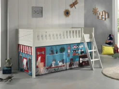 Vipack Hochbett »Scott« Made in Europe,mit schräger Leiter, LF 90x200 cm, Vorhang, Tunnel, 7 Designs
